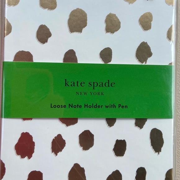 NWT! Set of kate spade note pad holder + pen 250 notes w/ gold gilded edge WHITE - Picture 14 of 16